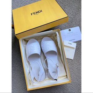 Fendi Espadrilles White Leather Sandal